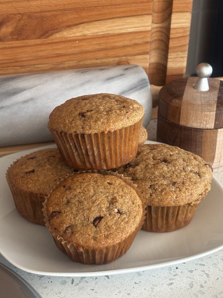 Sourdough Banana Chocolate Chip Muffins